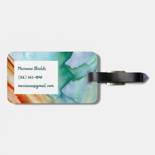 Abstract bagagelabel: aangepaste initialen rood bl bagagelabel (Achterkant horizontaal)