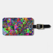 Abstract Bagagelabel met lederen riem (Voorkant horizontaal)