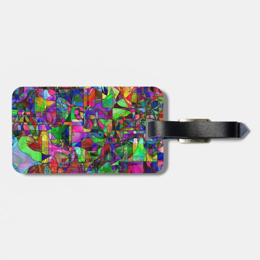 Abstract Bagagelabel met lederen riem (Achterkant horizontaal)