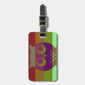 Abstract Bagagelabel van kippen met lederriem (Voorkant verticaal)