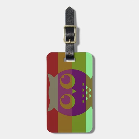 Abstract Bagagelabel van kippen met lederriem (Voorkant verticaal)