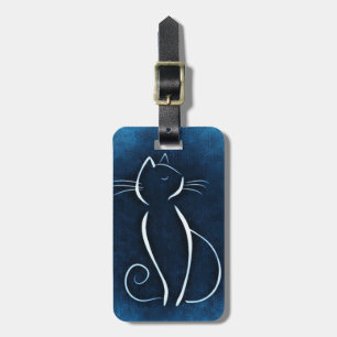 Abstract Bagagelabel van witte kat