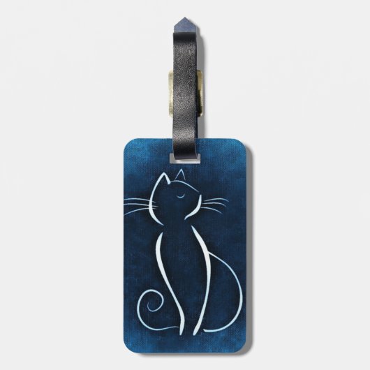 Abstract Bagagelabel van witte kat (Achterkant verticaal)