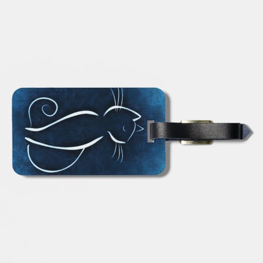 Abstract Bagagelabel van witte kat (Achterkant horizontaal)