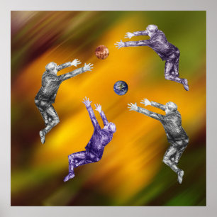 Abstract bal gevecht Poster