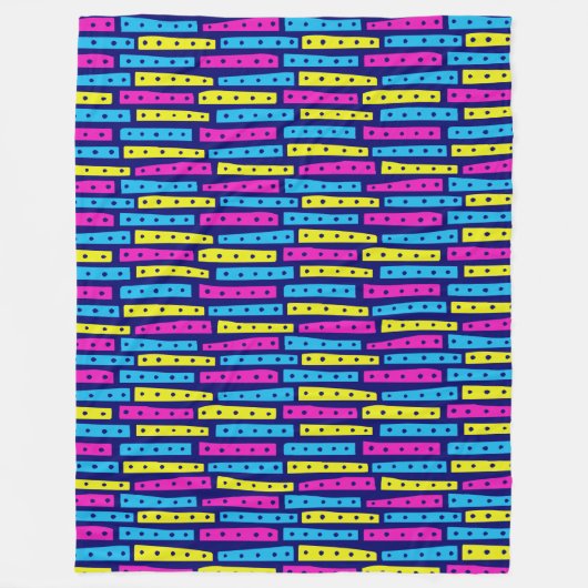 Abstract bandenpatroon - Kleuren 02 op donkerblauw Fleece Deken (Voorkant)
