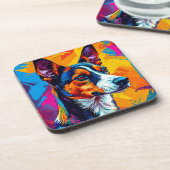 Abstract Basenji-hondenportret Bier Onderzetter (Linkerzijde)