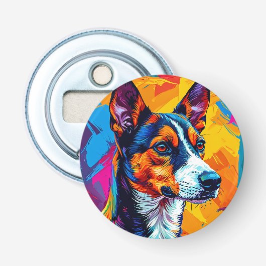 Abstract Basenji-hondenportret Button Flesopener (Voorkant)