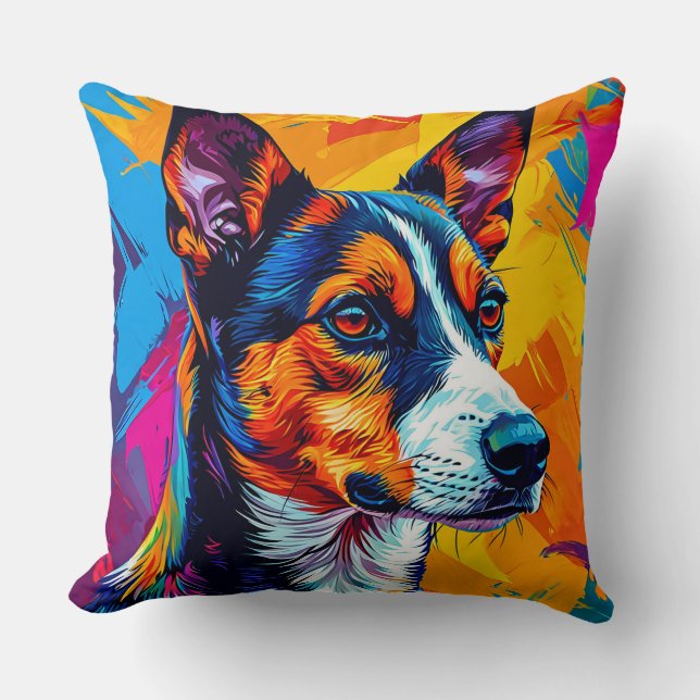 Abstract Basenji-hondenportret Kussen (Voorkant)