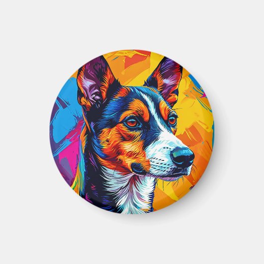 Abstract Basenji-hondenportret Magneet (Voorkant)