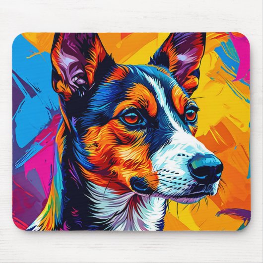 Abstract Basenji-hondenportret Muismat (Voorkant)