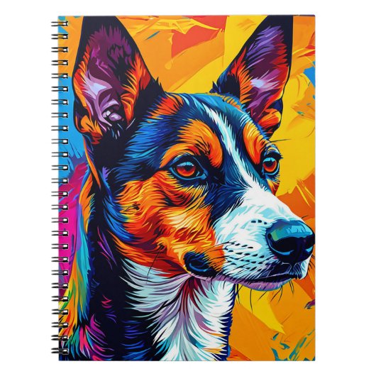 Abstract Basenji-hondenportret Notitieboek (Voorkant)