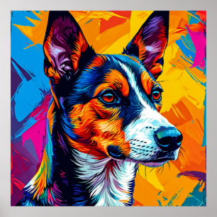 Abstract Basenji hondenportret Poster