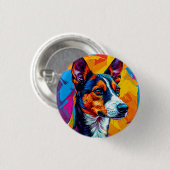 Abstract Basenji-hondenportret Ronde Button 3,2 Cm (Voorkant /achterkant)