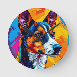 Abstract Basenji-hondenportret Ronde Klok
