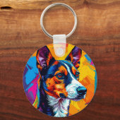 Abstract Basenji-hondenportret Sleutelhanger (Voorkant)