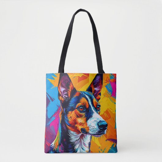 Abstract Basenji-hondenportret Tote Bag (Voorkant)