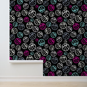 Abstract Basketbal Ball Pattern Kinder Behang
