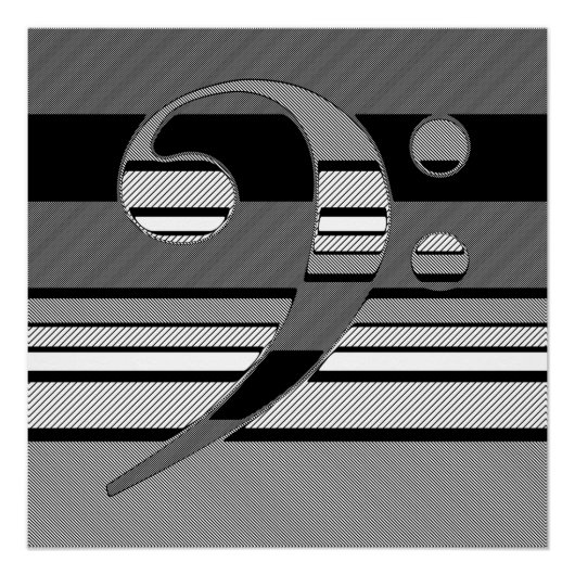 Abstract Bass Clef Symbool Muziek Geometrisch Ontw Perfect Poster (Voorkant)