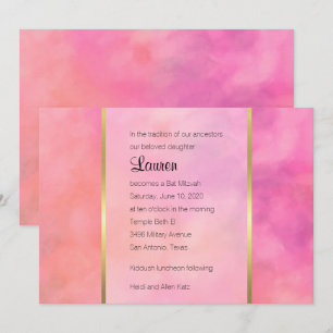Abstract Bat Mitzvah-ontwerp in roze Kaart