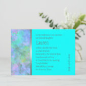 Abstract Bat Mitzvah-ontwerp in turquoise zilver Kaart (Staand voorkant)