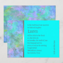 Abstract Bat Mitzvah-ontwerp in turquoise zilver Kaart