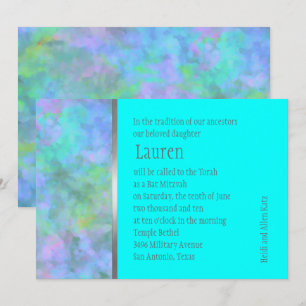 Abstract Bat Mitzvah-ontwerp in turquoise zilver Kaart