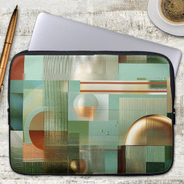 Abstract Bauhaus groene gouden laptophoes Laptop Sleeve