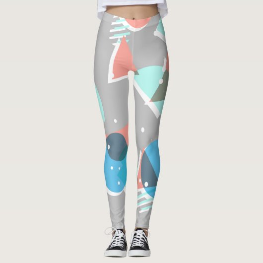 Abstract Bauhaus Halve Cirkels Mod Pop Kunstpatroo Leggings (Voorkant)