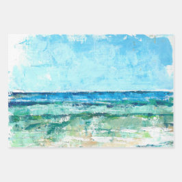 Abstract Beach Coastal Shoreline Artwork Inpakpapier Vel