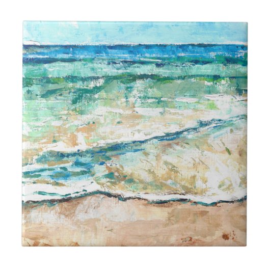 Abstract Beach Coastal Shoreline Artwork Tegeltje (Voorkant)
