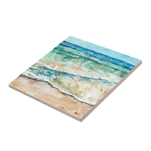 Abstract Beach Coastal Shoreline Artwork Tegeltje (Zijkant)