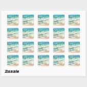 Abstract Beach Coastal Shoreline Artwork Vierkante Sticker (Vel)