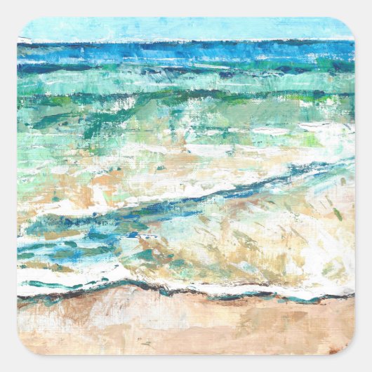 Abstract Beach Coastal Shoreline Artwork Vierkante Sticker (Voorkant)