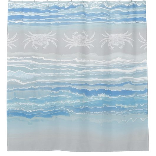Abstract Beach Crab Blue Warm Grey Design 292 Douchegordijn (Voorkant)