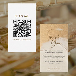 Abstract Beige Goud Laat een Review achter QR Code Visitekaartje