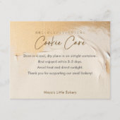 Abstract Beige Gouden Cookie Verzorgingsinstructie Bedankkaart (Voorkant)