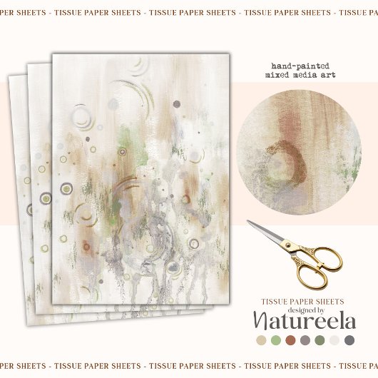 Abstract Beige Gray Decoupage Tissue Paper Tissuepapier