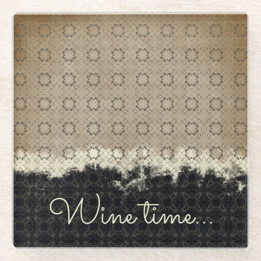 Abstract Beige, Grijs, Brons  Patroon Glazen Onderzetter (Voorkant)