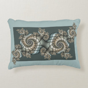 Abstract Beige Lichtblauwe Fractale Kunst Spiralen Accent Kussen