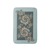 Abstract Beige Lichtblauwe Fractale Kunst Spiralen Badmat (Voorkant Verticaal)