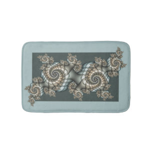 Abstract Beige Lichtblauwe Fractale Kunst Spiralen Badmat