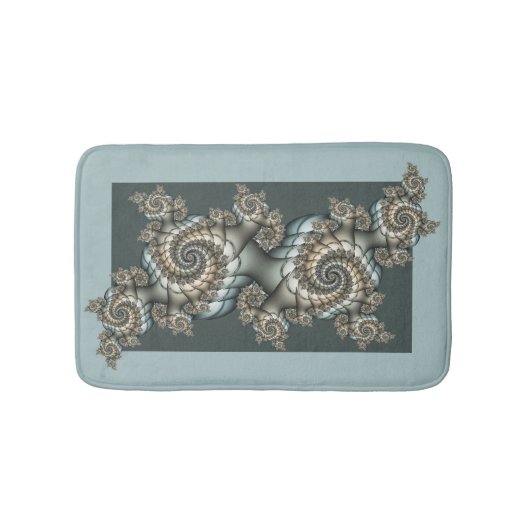 Abstract Beige Lichtblauwe Fractale Kunst Spiralen Badmat (Voorkant)