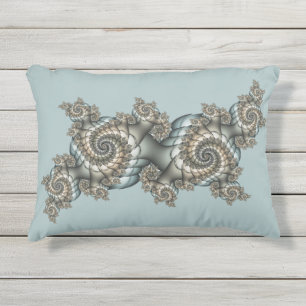 Abstract Beige Lichtblauwe Fractale Kunst Spiralen Buitenkussen
