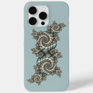 Abstract Beige Lichtblauwe Fractale Kunst Spiralen iPhone 15 Pro Max Hoesje