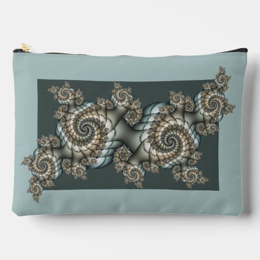 Abstract Beige Lichtblauwe Fractale Kunst Spiralen Etui (Voorkant)
