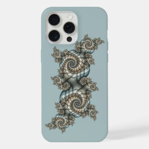 Abstract Beige Lichtblauwe Fractale Kunst Spiralen iPhone 15 Pro Max Case