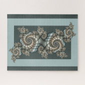 Abstract Beige Lichtblauwe Fractale Kunst Spiralen Legpuzzel (Horizontaal)