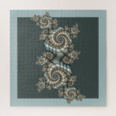Abstract Beige Lichtblauwe Fractale Kunst Spiralen Legpuzzel (Verticaal)