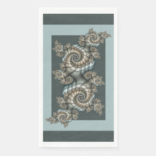 Abstract Beige Lichtblauwe Fractale Kunst Spiralen Servet